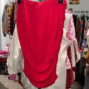 Chic Asymmetrical Red Skirt